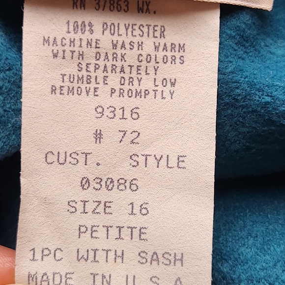 2/$30 Vintage Shift Dress Size 16 Retro Mod 60s Pockets Teal/Turquoise Sundress - Picture 2 of 11